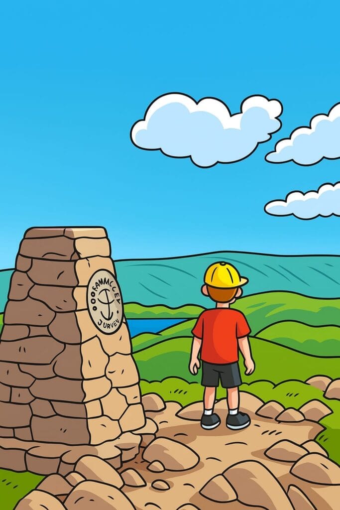 Grandson climbs a mountain. Gowbarrow Fell summit