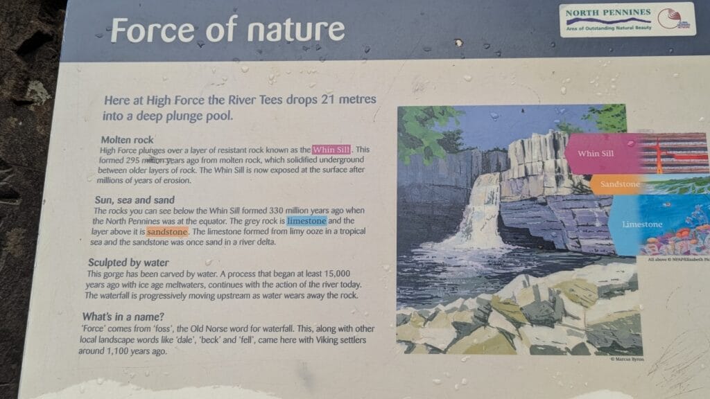 Information board at High Force