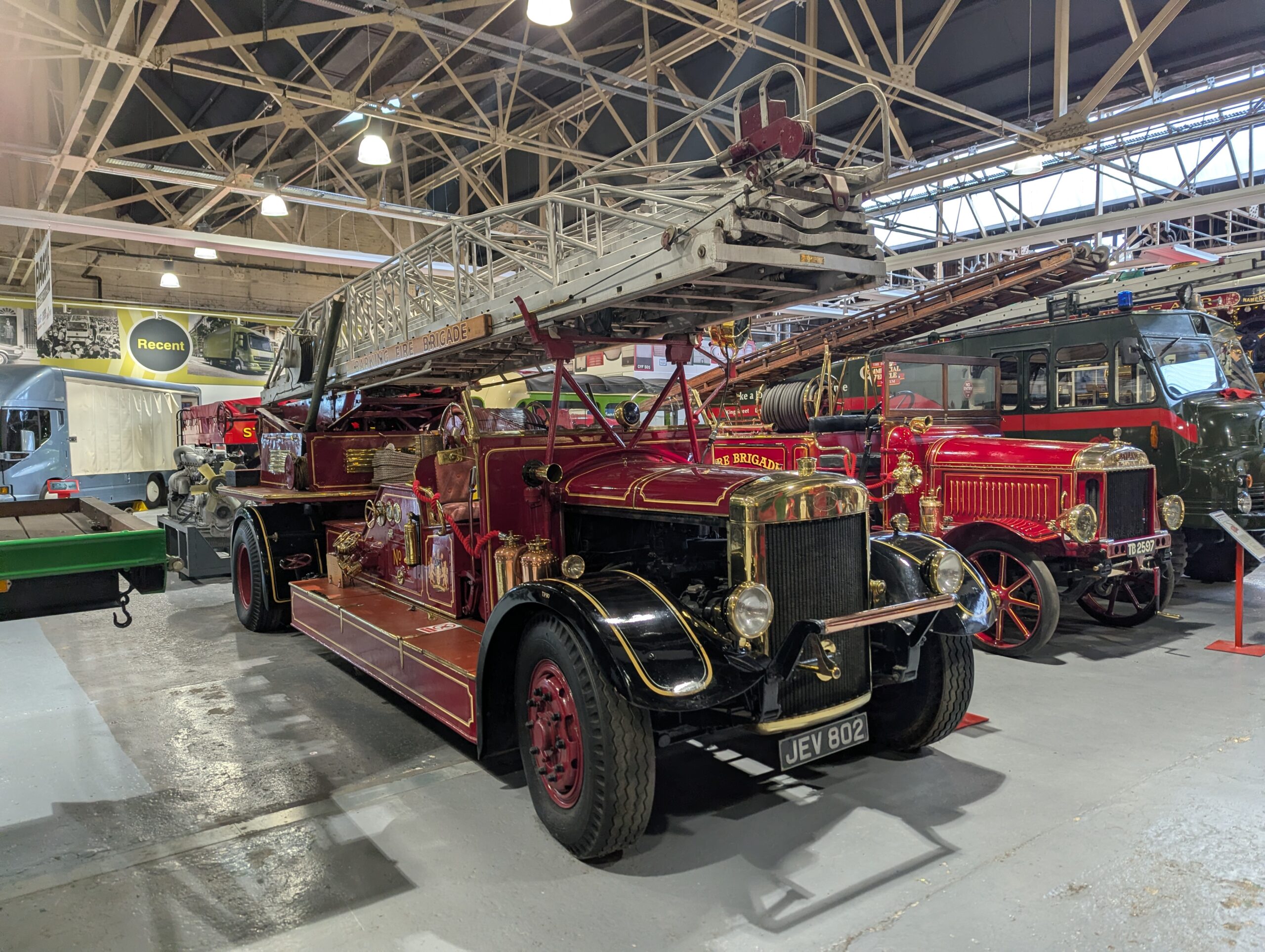 Fire Engines. The nearest one has 100 foot ladder